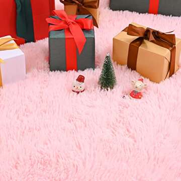 Jelymark Super Soft Shaggy Rug for Bedroom, 4x5.9 Feet Fluffy Carpet for Living Room, Fuzzy Indoor Plush Area Rug for Home Decor, Furry Floor Rugs for Dorm, Kids Nursery Rug for Girls, Pink