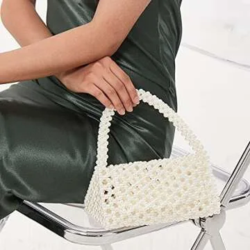 Grandxii Pearl Bag Clutch purse Handbag Bucket Bag Wedding Party Evening Party Bag For Women With Pe...
