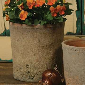 Rustic Terra Cotta Cylinder - Lrg - Sold in Case Pack of 2 Plant Pot Indoor Outdoor 6.25 in x 7 in