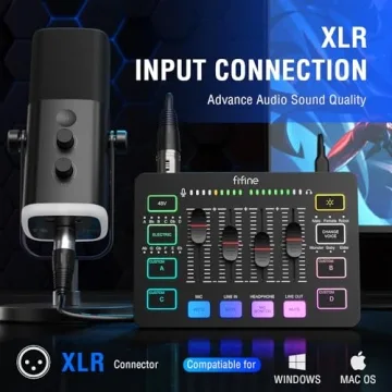 FIFINE RGB Gaming Audio Mixer with XLR Interface