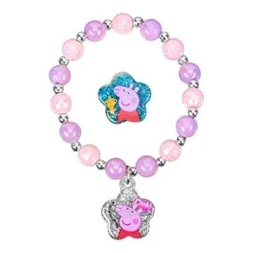 LUV HER Peppa Pig Headbands For Girls - Kids Jewelry for Girls - Dress Up Set All in one Giftable Box - Headband - Play Jewelry Set - 4pc (Toddler Headband, Necklace, Dress Up Bracelet, Ring) Ages 3+