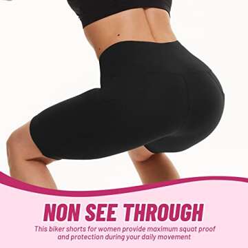 CAMPSNAIL 4 Pack Biker Shorts Women with Pockets – 5"/8" High Waist Tummy Control Workout Gym Yoga Running Compression Shorts