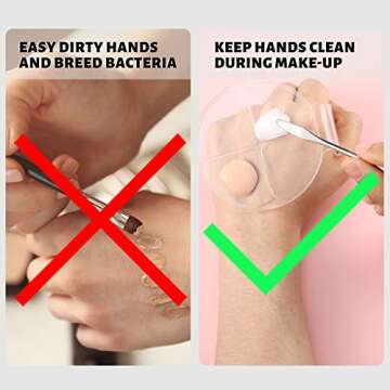 2 Pcs Acrylic Handheld makeup Mixing Palette with 2 stainless steel Spatulas Clear Cosmetic Palette for Nail Art & Manicure