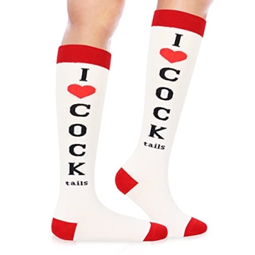 Bibalabili Funny Socks: I Love Cocktails Knee Tube Party Stockings - Gag Gifts for Christmas and Whi...
