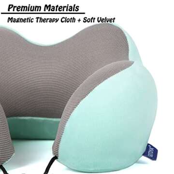 GOTDYA Travel Pillow,Travel Neck Pillows for Sleeping,100% Pure Memory Foam Soft Comfort & Support Pillow for Airplane/Car/Office&Home Rest Use-Blue Green