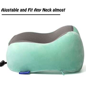 GOTDYA Travel Pillow,Travel Neck Pillows for Sleeping,100% Pure Memory Foam Soft Comfort & Support Pillow for Airplane/Car/Office&Home Rest Use-Blue Green