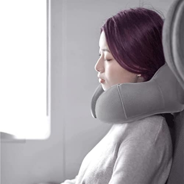 YIRFEIKRER Memory Foam Travel Pillow Neck Support Dark Grey