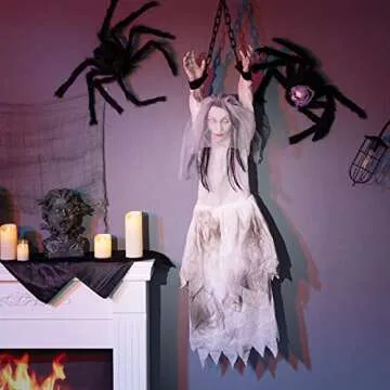 Scary Hanging Bride Ghost with Sound and Shaking Features