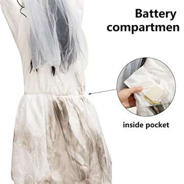 HOHO Halloween Animated Hanging Bride Ghost with Glowing Eyes, Creepy Sound and Shaking Body Halloween Decorations Outdoor Scary Haunted House Prop Decor 60’’