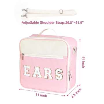 Telawsfun Chenille Letter Mouse Ear Holder for Bag, Large Multipocket Mouse Ears Travel Case with Sh...