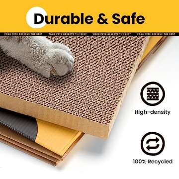 Conlun Cardboard Cat House with Scratch Pad & Catnip, Cat Play Scratching House for Indoor Hideaway ...