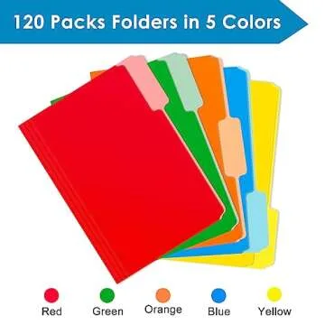 120-Pack Two Tone Color File Folders 8.5 x 11 Inch，1/3 Cut Tab File Folders Letter Size, Assorted ...