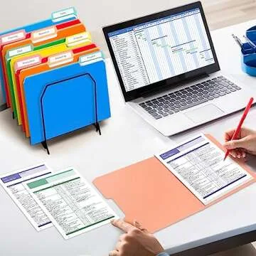 120-Pack Two Tone Color File Folders 8.5 x 11 Inch，1/3 Cut Tab File Folders Letter Size, Assorted Colors, Blue Red Green Yellow Orange Manila File Folders, School Business Office Folders for Document