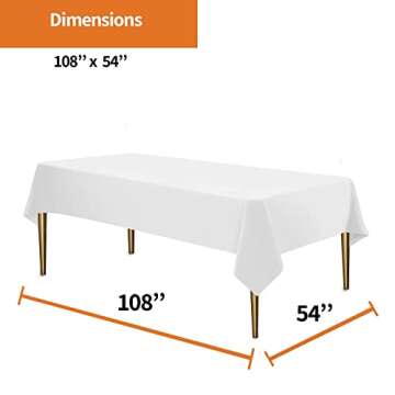 Party Dimensions White Disposable Plastic Tablecloth for Rectangle Tables (12 Pack) Table Cloths for...