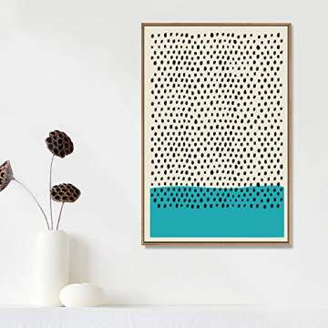 Modern Art Framed Canvas Print - Teal Geometric Design