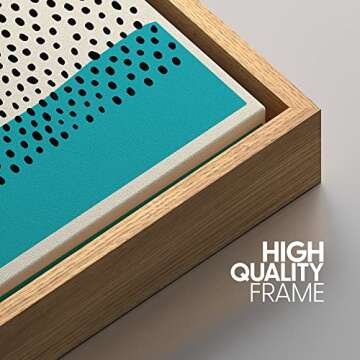 Modern Art Framed Canvas Print - Teal Geometric Design