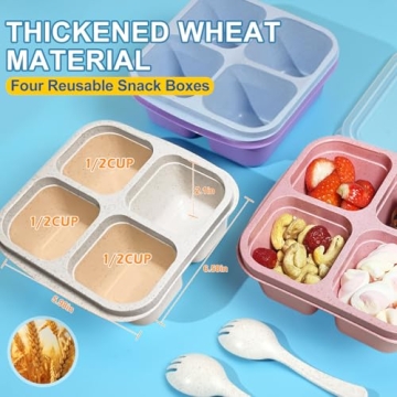 LCHLZZ Snack Containers - Eco-friendly Divided Bento Boxes