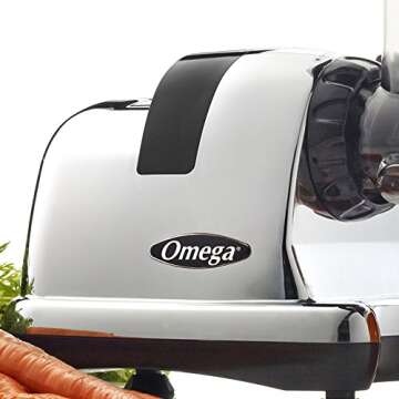 Omega Juice Extractor and Nutrition System Quiet Motor Slow Masticating Dual-Stage Extraction with Adjustable Settings, 200-Watt, Metallic