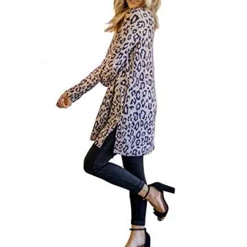 Maysoar Womens Tunic Shirts Leopard Print Tops Long Sleeve Round Neck Pullover Brown XL…