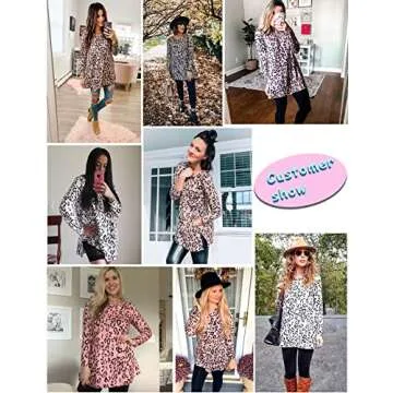 Maysoar Womens Tunic Shirts Leopard Print Tops Long Sleeve Round Neck Pullover Brown XL…