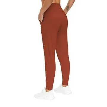 THE GYM PEOPLE Women's Joggers Pants Lightweight Athletic Leggings Tapered Lounge Pants for Workout, Yoga, Running (Medium, Brick Red)