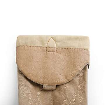 Richealnana Knee High Boots Western Cowboy Boots for Women Wide Calf Embroidered Pointed Toe Block Heel Pull-On Cowgirl Boots Tan Size 8