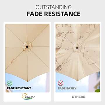 wikiwiki 10 FT Patio Umbrellas Outdoor Table Market Umbrella with Push Button Tilt/Crank, Fade Resis...