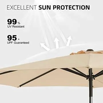 wikiwiki 10 FT Patio Umbrellas Outdoor Table Market Umbrella with Push Button Tilt/Crank, Fade Resistant Waterproof POLYESTER DTY Canopy for Garden, Lawn, Deck, Backyard & Pool, Beige