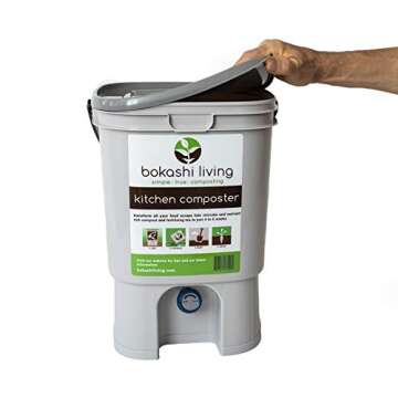 Premium Bokashi Composting Starter Kit (Includes 2 Bokashi Bins, 4.4 lbs of Bokashi Bran and Full In...