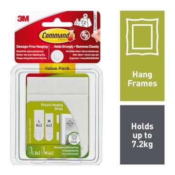Command Medium and Large Picture Hanging Strips, Damage Free Hanging Picture Hangers, No Tools Wall ...