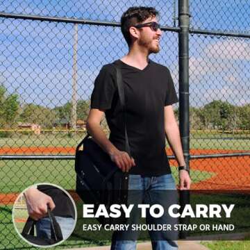 HUTMANG Chair - Stadium Seat with Back Support, Padded Foam Backs, 330LBS Weight Support, Portable, Foldable, Black