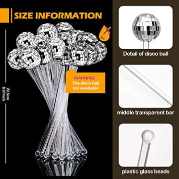 12 Inch Disco Ice Bucket Disco Themed Ice Bucket with 11 Disco Balls Cocktail Stirrers Disco Party Ice Bucket Home Restaurant Bar Party Accessories for Wine Beer Champagne Cooler(Exquisite Style)