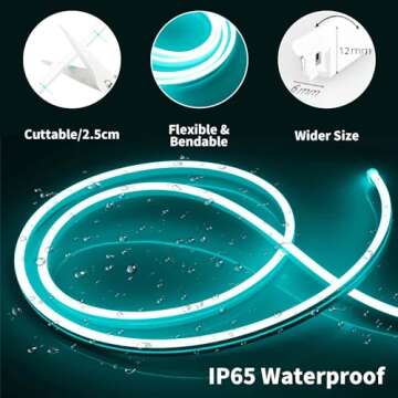 iNextStation Ice Blue Neon LED Strip Lights - 16.4ft Flexible Waterproof