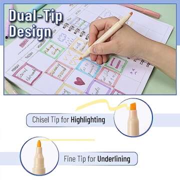 Mr. Pen- Dual Tip Highlighters, Assorted Colors, 8 Pack, Fine & Chisel Tip, Highlighter, Highlighters Assorted Colors, Cute Highlighters, Highlighter Pens, Highlighter Markers