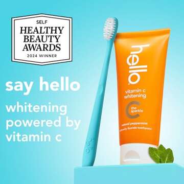 Hello Vitamin C Whitening Toothpaste with Fluoride, Teeth Whitening Toothpaste for Adults, Helps Fre...