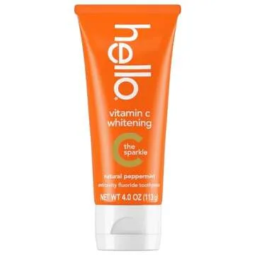 Hello Vitamin C Whitening Toothpaste with Fluoride, Teeth Whitening Toothpaste for Adults, Helps Freshen Breath and Removes Surface Stains, SLS Free, Natural Peppermint Flavor, 4.0 oz Tube