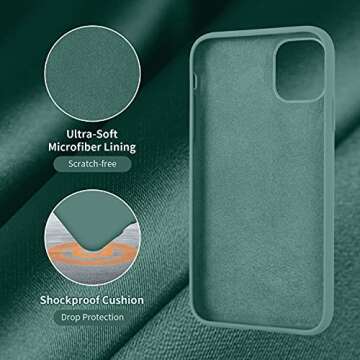Cordking Designed for iPhone 11 Case, Silicone Ultra Slim Shockproof Phone Case with [Soft Anti-Scratch Microfiber Lining], 6.1 inch, Midnight Green