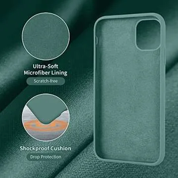 Cordking Designed for iPhone 11 Case, Silicone Ultra Slim Shockproof Phone Case with [Soft Anti-Scratch Microfiber Lining], 6.1 inch, Midnight Green