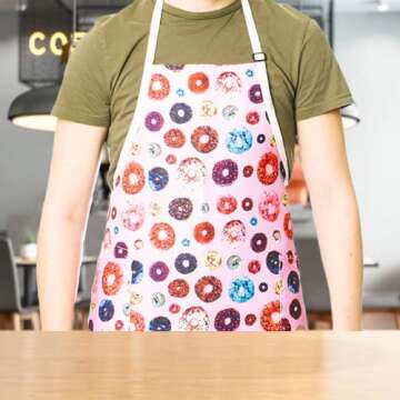 Funny Guy Mugs Donuts Adjustable Apron with Pockets - Funny Apron for Men and Women - Perfect for Ki...