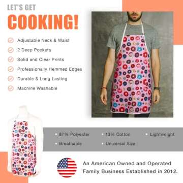 Funny Guy Mugs Donuts Adjustable Apron with Pockets - Funny Apron for Men and Women - Perfect for Kitchen BBQ Grilling Barbecue Cooking Baking Crafting Gardening