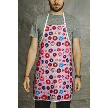 Funny Guy Mugs Donuts Adjustable Apron with Pockets - Funny Apron for Men and Women - Perfect for Kitchen BBQ Grilling Barbecue Cooking Baking Crafting Gardening