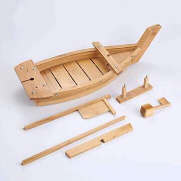 BIPEGE Wooden Sushi Boat Serving Tray - Large 28 Inch for Home or Restaurant