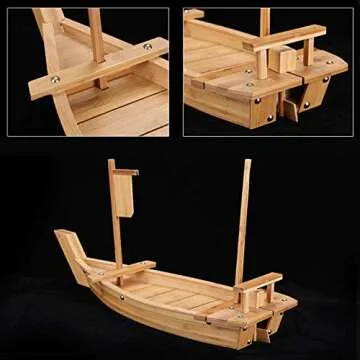 BIPEGE Wooden Sushi Boat 28 Inch Serving Tray for Home & Restaurant