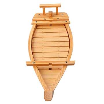BIPEGE Wooden Sushi Boat 28 Inch Serving Tray for Home & Restaurant