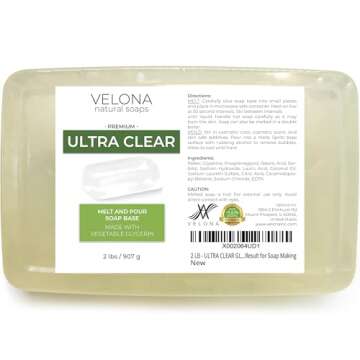 velona 2 LB - Ultra Clear Glycerin Soap Base Melt and Pour | Transparent Natural Bar For The Best Re...