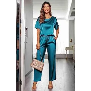 Ekouaer Women's Silk Satin Pajama Set - Comfortable and Stylish