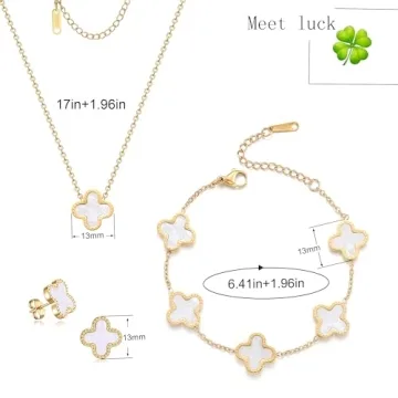 TICVRSS Lucky Clover Jewelry Set - Elegant Bracelet & Earrings