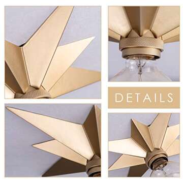 VILUXY Brass Star Ceiling Light Fixture for Home