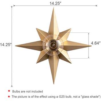 VILUXY Brass Star Ceiling Light Fixture for Home