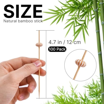 PuTwo Handmade Bamboo Cocktail Picks 100ct for Parties
